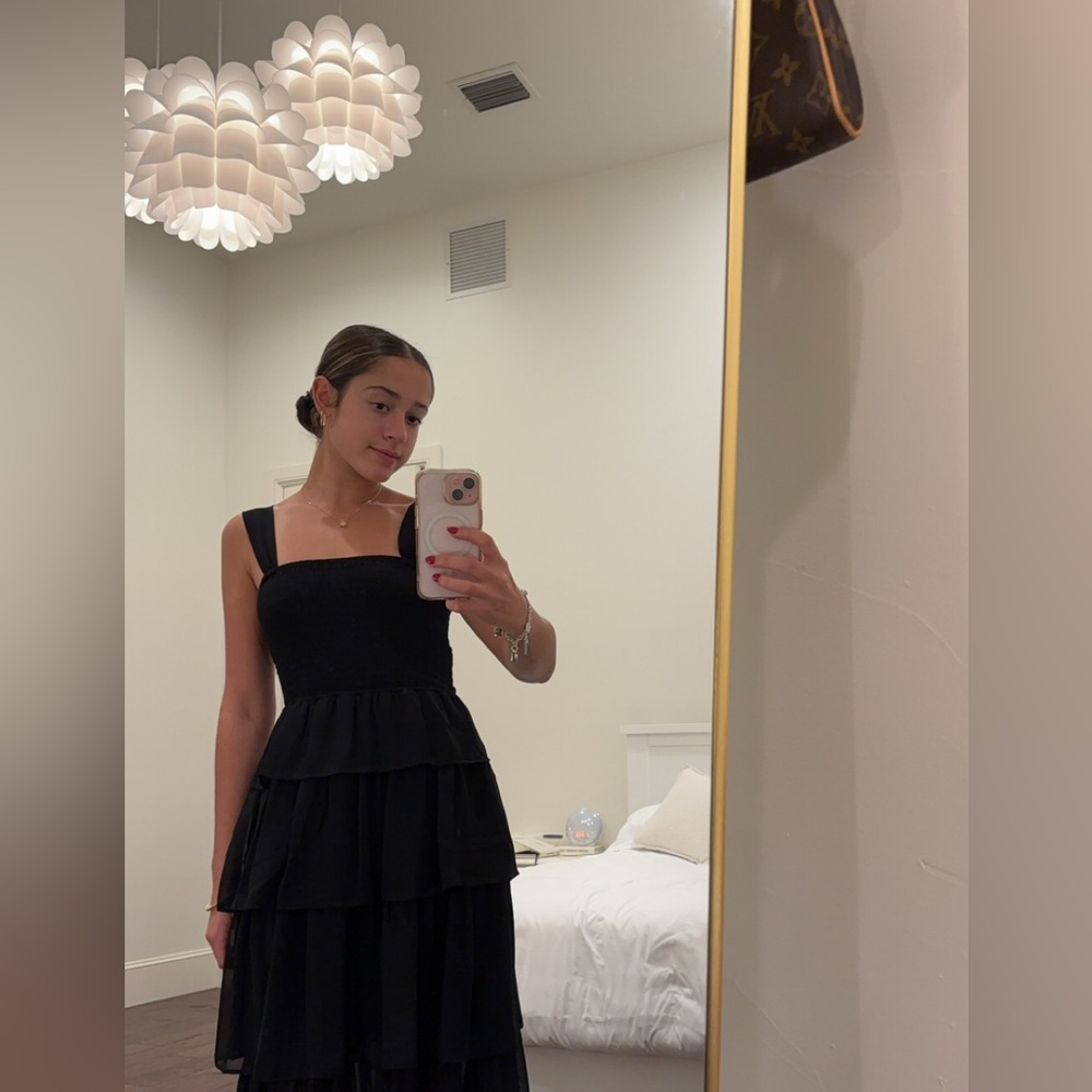 Black maxi ruffle dress
